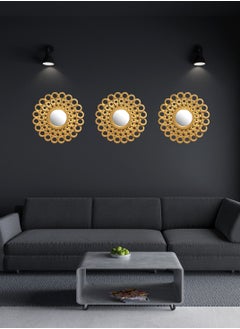 UPSCALE Set of 3 Wall Mounted 10 inch Decorative Mirrors for Living Room Home Decor Item and Bedroom Round Hanging Wall Decor Accessories Gold  - Image 4