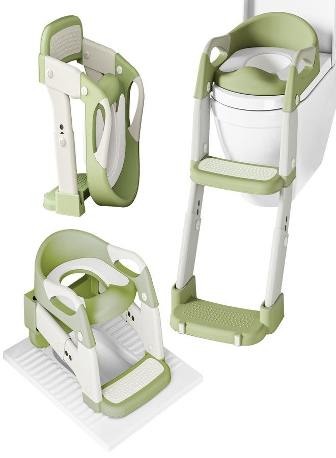 WAAYAA 3 in 1 Potty Training Seat for Toddlers Adjustable Toilet Trainer with Anti-Slip Steps and Splash Guard Converts to Step Stool & Child Toilet Chair Foldable Design for Boys & Girls(Green) - Image 1