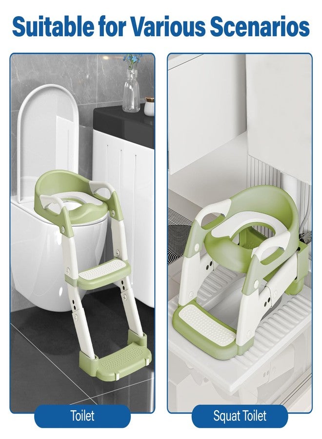 WAAYAA 3 in 1 Potty Training Seat for Toddlers Adjustable Toilet Trainer with Anti-Slip Steps and Splash Guard Converts to Step Stool & Child Toilet Chair Foldable Design for Boys & Girls(Green) - Image 2
