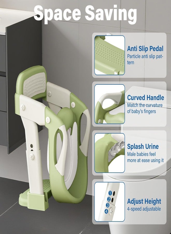 WAAYAA 3 in 1 Potty Training Seat for Toddlers Adjustable Toilet Trainer with Anti-Slip Steps and Splash Guard Converts to Step Stool & Child Toilet Chair Foldable Design for Boys & Girls(Green) - Image 3