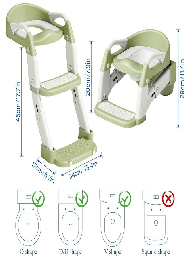 WAAYAA 3 in 1 Potty Training Seat for Toddlers Adjustable Toilet Trainer with Anti-Slip Steps and Splash Guard Converts to Step Stool & Child Toilet Chair Foldable Design for Boys & Girls(Green) - Image 5