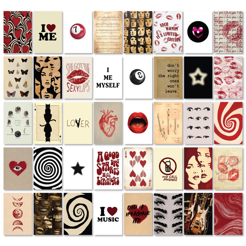97 Decor Downtown Girl Room Decor - Downtown Girl Posters for Room Aesthetic Y2k, Retro Red Room Decor Y2k Bedroom Decorations, Mini Red Posters Coquette Wall Collage Kit for Teen College Dorm (4x6) - Image 1