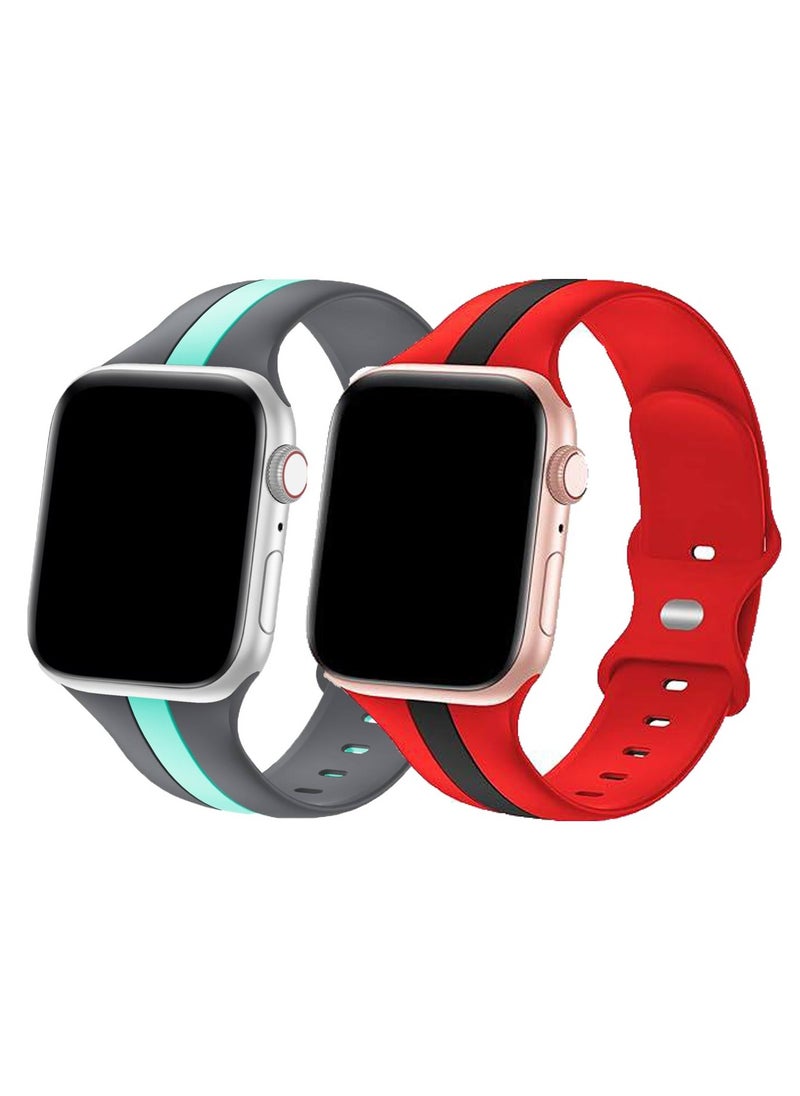TEMPO Double Colors Bands Compatible with Apple Watch Ultra 2/1 Ultra 49mm 46mm 45mm 44mm 42mm for Men Women, Soft Silicone,Waterproof Strap for iWatch Series 10 9 8 7 6 5 4 3 2 1 SE  - Image 1
