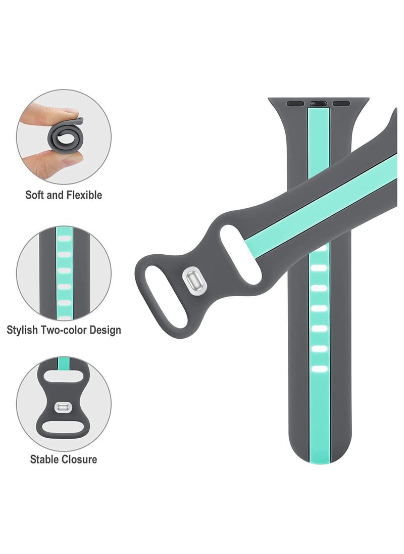 TEMPO Double Colors Bands Compatible with Apple Watch Ultra 2/1 Ultra 49mm 46mm 45mm 44mm 42mm for Men Women, Soft Silicone,Waterproof Strap for iWatch Series 10 9 8 7 6 5 4 3 2 1 SE  - Image 2