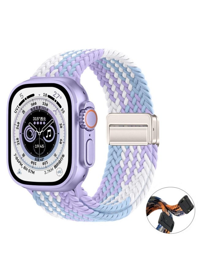 Generic Suitable For Iwatch10 Strap Applewatch Metal Magnetic Buckle Loop Nylon Woven Apple Strap In Stock-Color:Violet -42/44/45/49mm  - Image 1