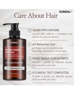 KUNDAL KUNDAL Natural Caffeine Scalp Shampoo [Cherry Blossom] Korean Hair Care, Biotin Infused, Deep Cleansing, Scalp Care, For Thinning Hair, All Hair Types, For Men and Women 16.9Fl Oz  - Image 4