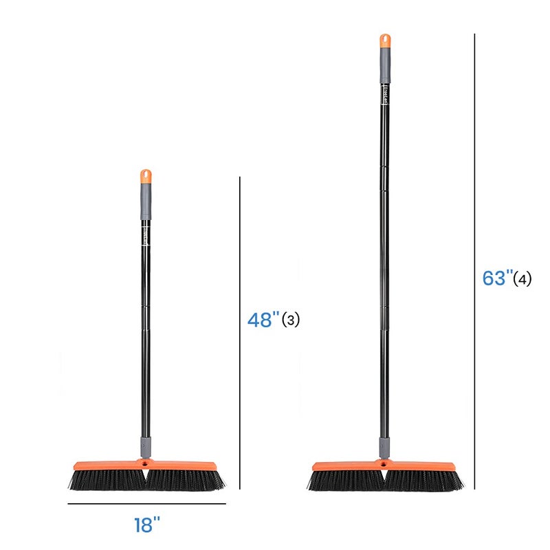 TreeLen 18 inch Push Broom Outdoor - Heavy Duty Broom for Driveways, Sidewalks, Patios and Deck Cleans Dirt, Debris, Sand, Mud, Leaves and Water-18 Wide Bristles - Image 4