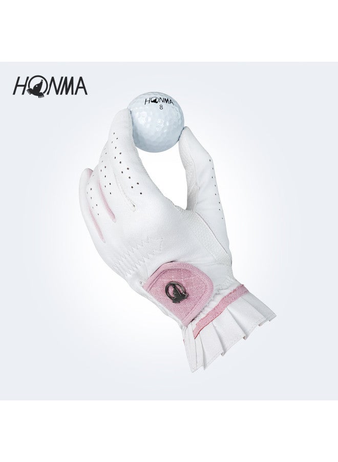 Honma  New Floral Series Golf Gloves Wear-resistant Non-slip Sports Gloves White/khaki Xs - Image 3