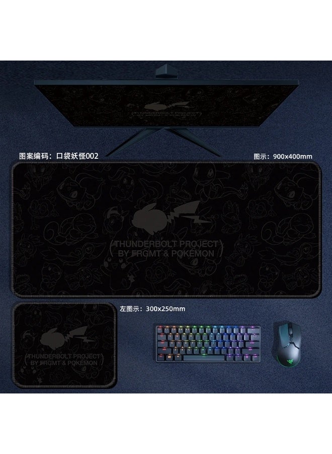 pokemon Mouse Pad Large Mouse Pad for Computer Non Slip Rubber Base 900*400*3mm  Home Office Long Stitched Edge Mouse Mat for Laptop