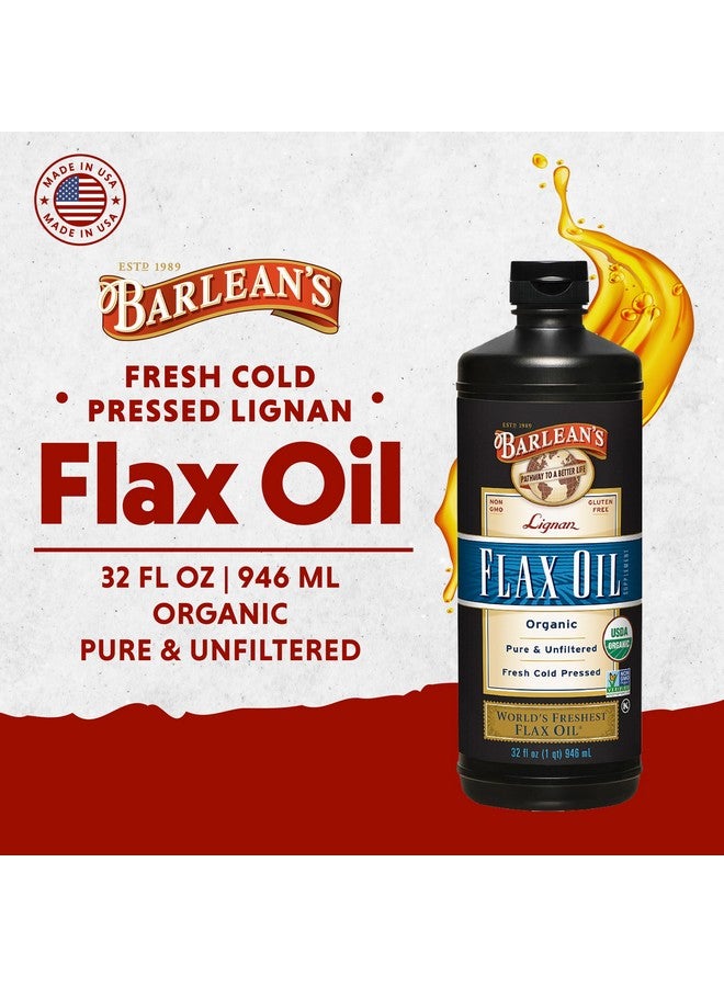 Barlean's Organic Lignan Omega 3 Flaxseed Oil Liquid Supplement for Men and Women, Cold Press Flax Seeds, 7230mg ALA Fatty Acid, Vegan and Gluten Free, 32 oz - Image 2