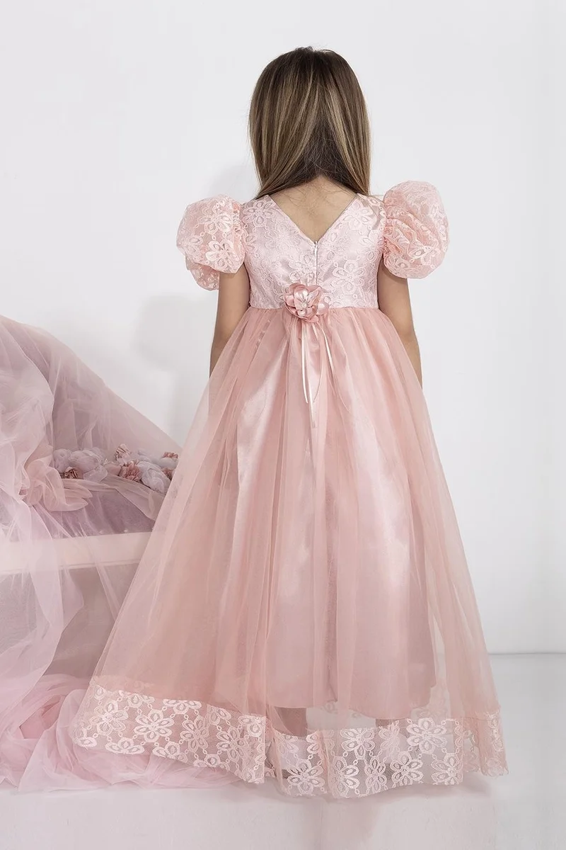 Babydola Minimony 5-9 Years Old Watermelon Sleeve Girl Child Dress Holiday Graduation Prom Evening Wedding Dress 5001