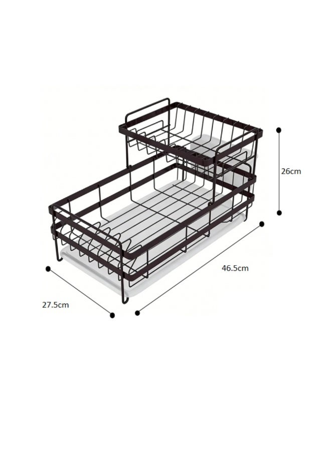 Smart Storage 💫Premium Double-Layer Dish Drying Rack – Carbon Steel Kitchen Dish Drainer with Removable PP Tray . - Image 2