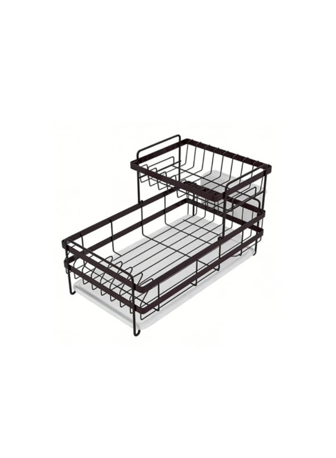 Smart Storage 💫Premium Double-Layer Dish Drying Rack – Carbon Steel Kitchen Dish Drainer with Removable PP Tray . - Image 1