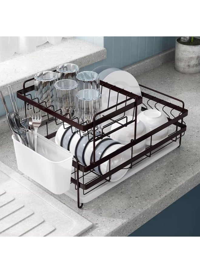 Smart Storage 💫Premium Double-Layer Dish Drying Rack – Carbon Steel Kitchen Dish Drainer with Removable PP Tray . - Image 4