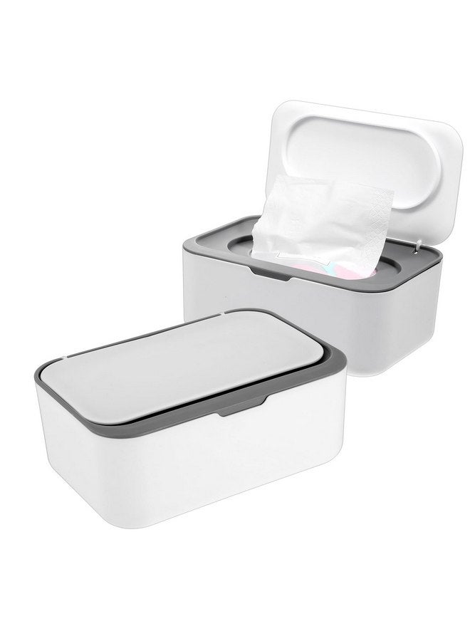 Sibba Sibba 2 Pack Wipes Dispenser, Wipe Holder for Baby & Adult, Refillable Wipe Container, Easy Open/Close Wipes Pouch Case, Non-Slip Wipes Box with Sealing Design Lid - Image 1