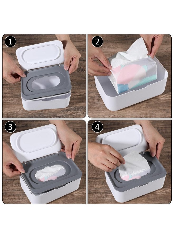 Sibba Sibba 2 Pack Wipes Dispenser, Wipe Holder for Baby & Adult, Refillable Wipe Container, Easy Open/Close Wipes Pouch Case, Non-Slip Wipes Box with Sealing Design Lid - Image 5