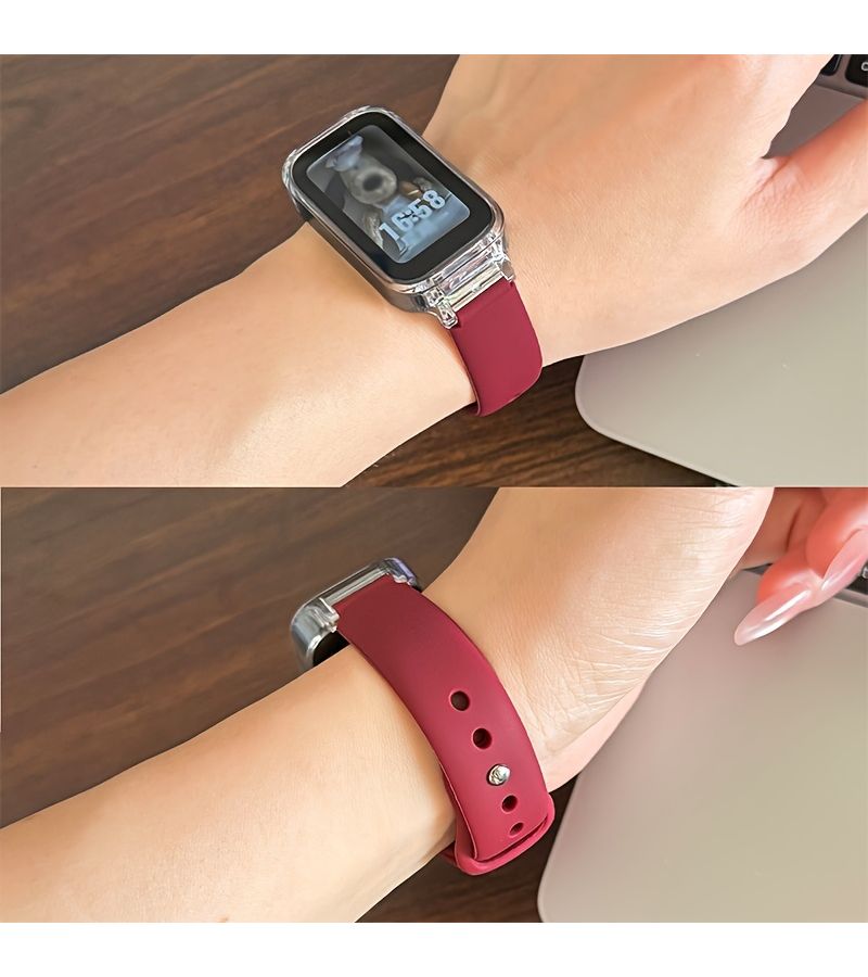 حزام معصم بديل من السيليكون مع إبزيم لسوار Xiaomi Redmi Band 2 8 Active الذكي للرجال والنساء، ملحق تتبع اللياقة البدنية الرياضية، أخضر داكن - Image 3