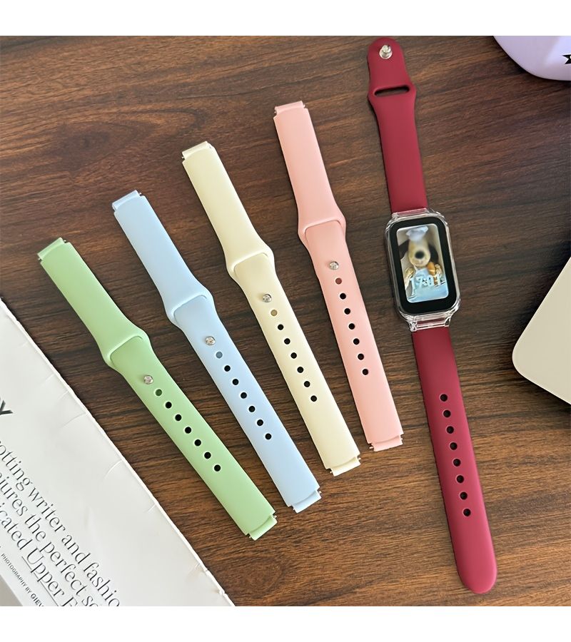حزام معصم بديل من السيليكون مع إبزيم لسوار Xiaomi Redmi Band 2 8 Active الذكي للرجال والنساء، ملحق تتبع اللياقة البدنية الرياضية، أخضر داكن - Image 1