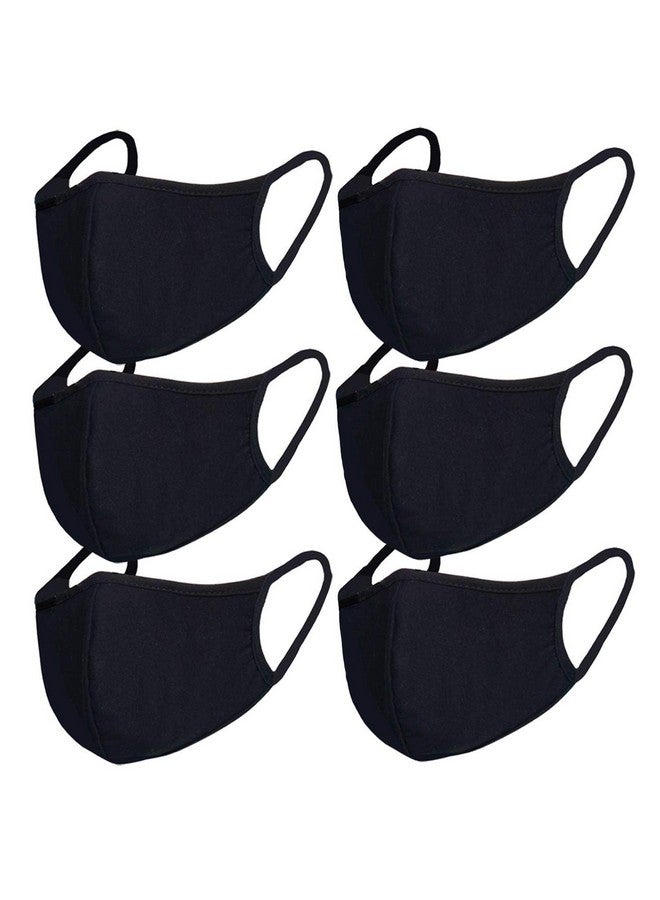 FECEDY 6pcs/Pack Black Mask Windproof Dustproof Masks Breathable Reusable Washed for Outdoor Sport Half Face Earloop Cotton Masks - Image 1