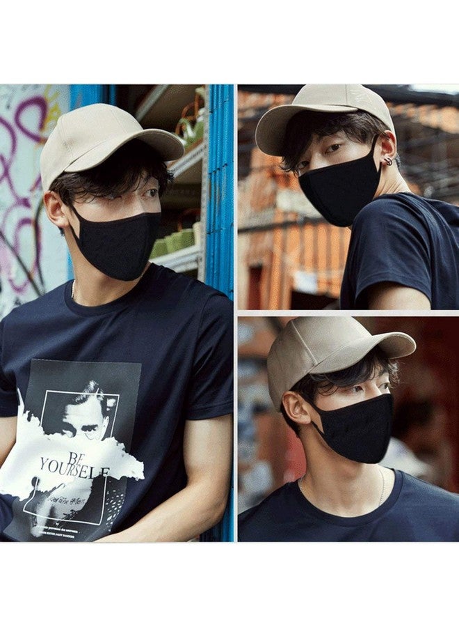 FECEDY 6pcs/Pack Black Mask Windproof Dustproof Masks Breathable Reusable Washed for Outdoor Sport Half Face Earloop Cotton Masks - Image 4