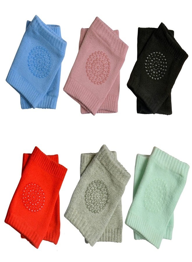 Reyal Baby Kneepad with Soft Breathable Cotton Snug and Pull Fit Kneepads for Crawling Baby with Anti-Skid Grip with Silicone Gel Non-Sleepy Points (Random, 6 Pair) - Image 1