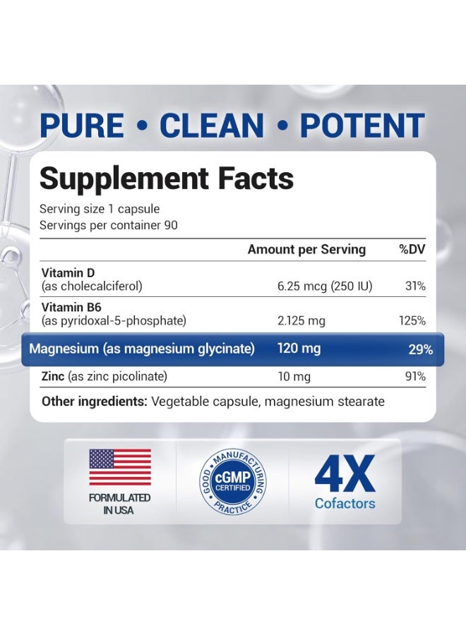 Dr.Berg Magnesium Glycinate with Vitamin D, B6 & Zinc for Stress Relief, Calm, Relaxation, & Good Sleep 120 mg Per Magnesium Bisglycinate Capsule - Chelated Magnesium Glycinate - 90 Caps - Image 4