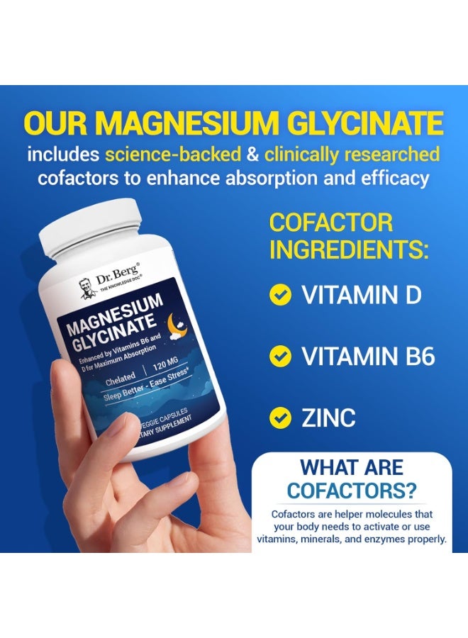 Dr.Berg Magnesium Glycinate with Vitamin D, B6 & Zinc for Stress Relief, Calm, Relaxation, & Good Sleep 120 mg Per Magnesium Bisglycinate Capsule - Chelated Magnesium Glycinate - 90 Caps - Image 2