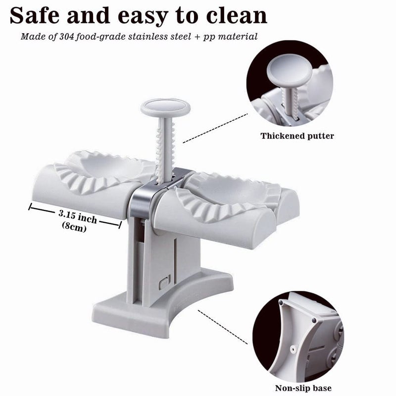 bosig bosig Household Double Head Automatic Dumpling Maker Mould Automatic Dumpling Maker Press Machine Manual Dumpling Maker Mould Maker Mould Wrap Two at A Time Safety Abs Material  - Image 2