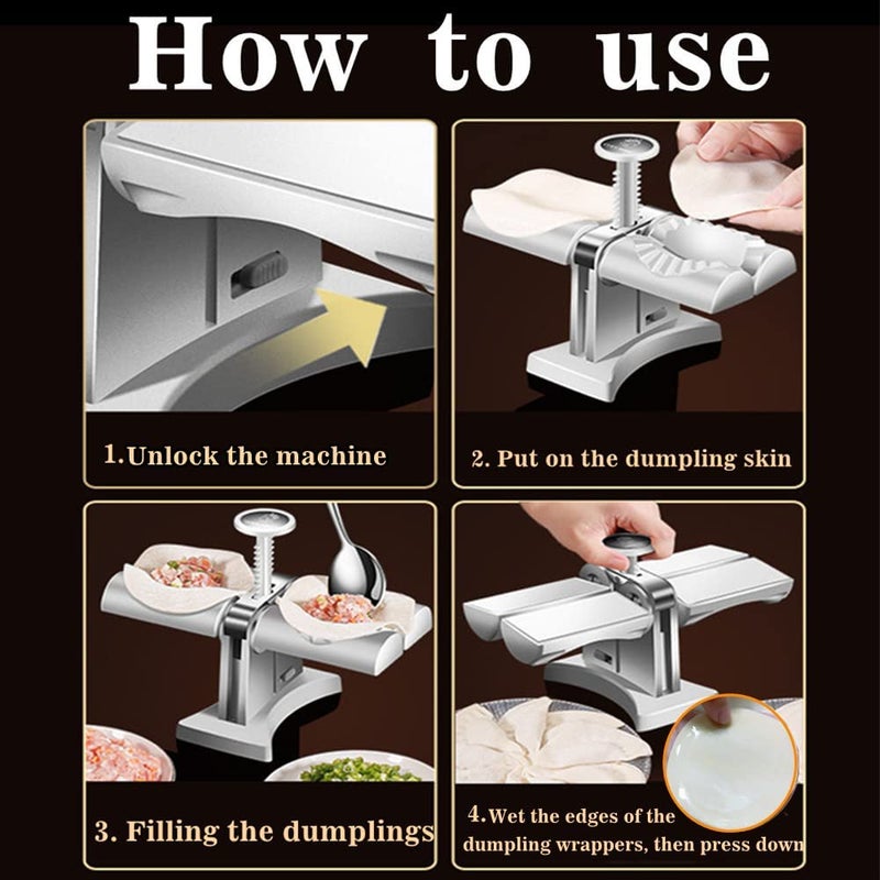 bosig bosig Household Double Head Automatic Dumpling Maker Mould Automatic Dumpling Maker Press Machine Manual Dumpling Maker Mould Maker Mould Wrap Two at A Time Safety Abs Material  - Image 3