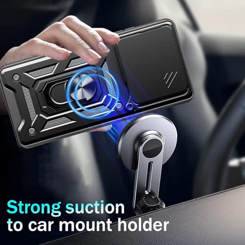 SPAZY CASE® Vivo V60e 5G Back Cover | Heavy Duty Hybrid Case with 360 Degree Rotating Finger Ring Holder + Slider Shutter Camera Protection Case for Vivo V60e 5G - Black - Image 4