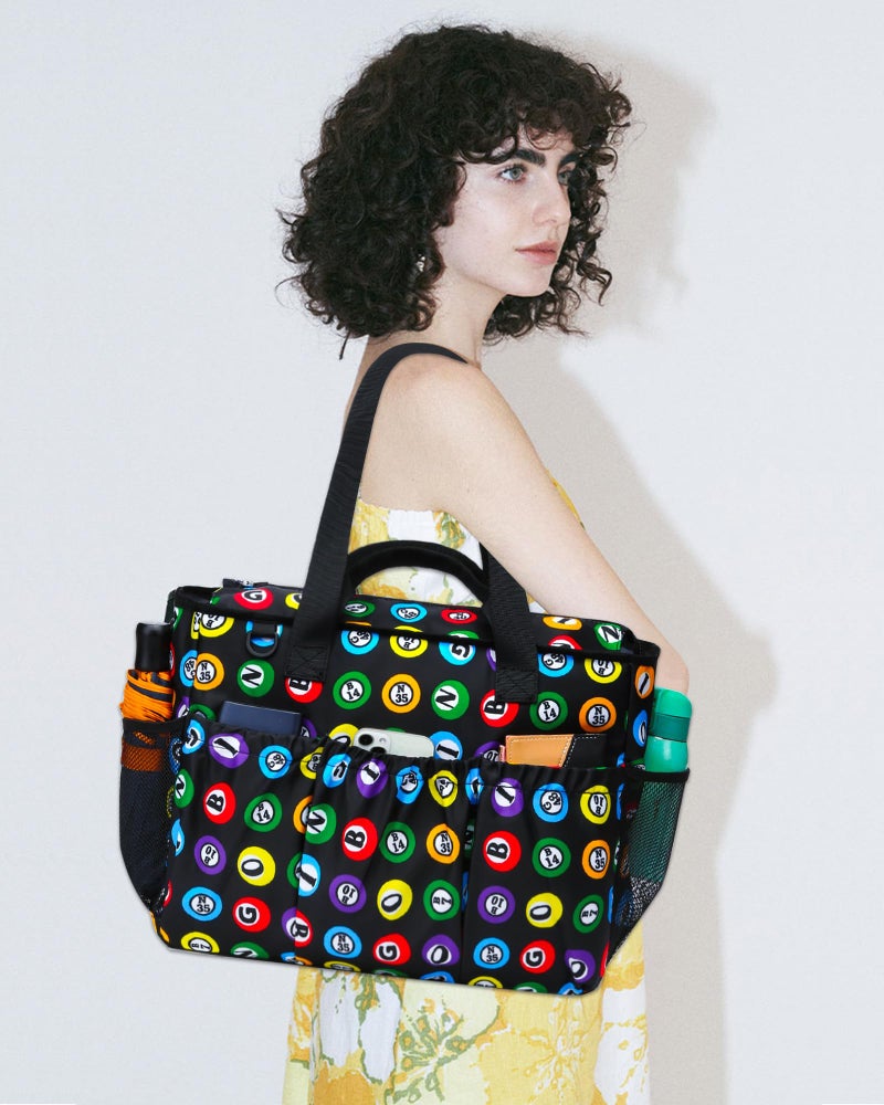 FOKDUVB Bingo Tote Bag for Bingo Game Set Stuff Supplies Bingo Bags with Pockets for Bingo Daubers Dabbers Dobbers Large Bingo Bag for Bingo Accessories Bingo Night Prizes for Adults Seniors Juego de Bingo - Image 2