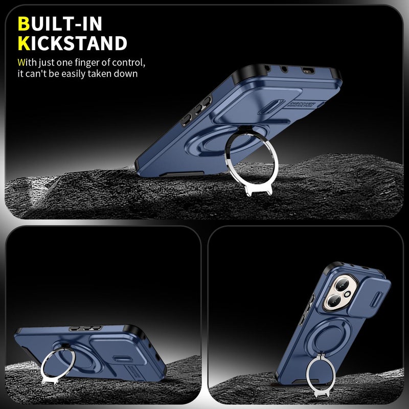 erorex For Honor 400 Global 156.5mm Sliding Camshield Ring Holder Phone Case(Blue) - Image 4