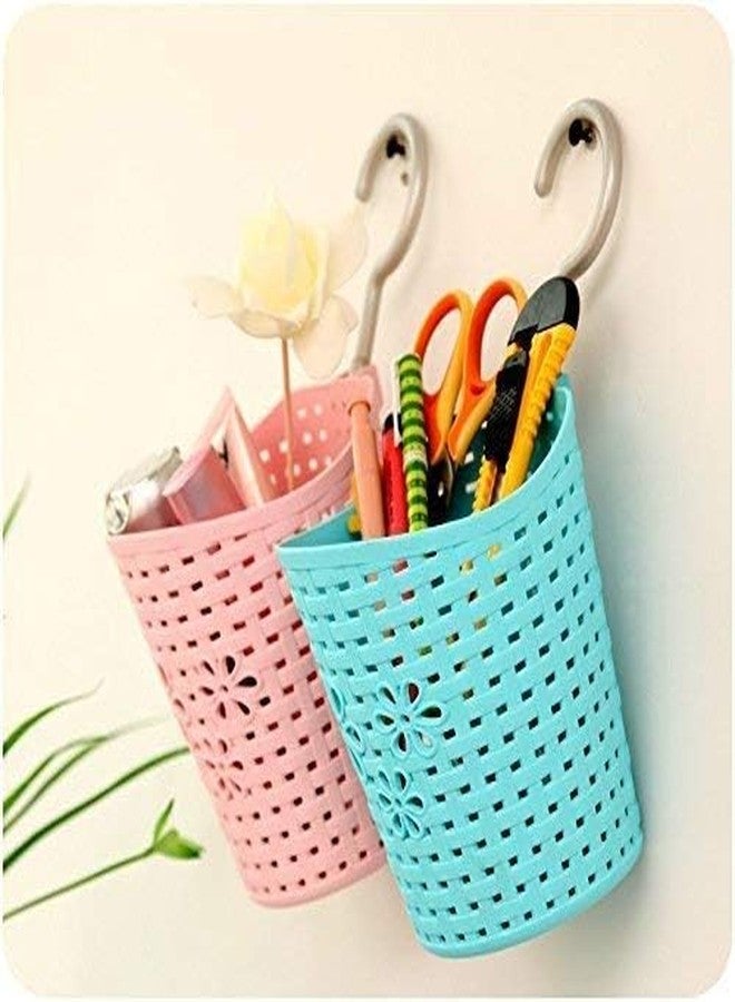 PARVY® Plastic Interwoven Hollow Designed Small Hanging Storage Basket for Home,Kitchen,Office,Car,Bathroom Shelf with Hooks (Mulitcolor) - Image 3