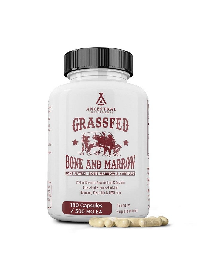 Ancestral Supplements Grass Fed Beef Bone and Marrow Supplement, 3000mg, Skin, Oral Health, and Joint Support Supplement, Promotes Whole-Body Wellness, Non GMO Whole Bone Extract, 180 Capsules - Image 1
