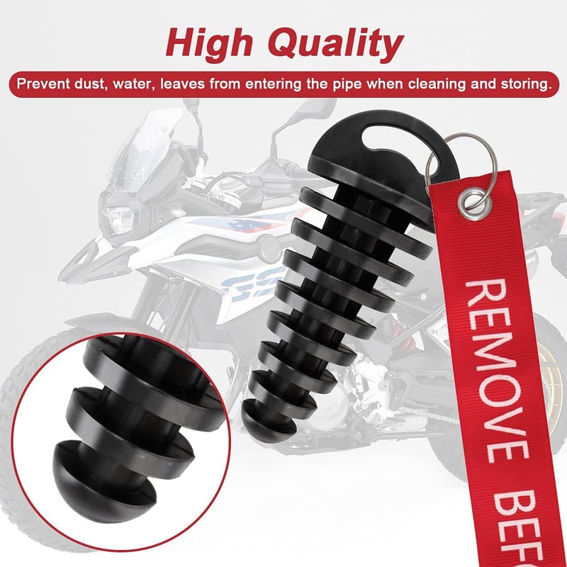 Hoedia Muffler Exhaust Wash Plug, 2 Pack Wash Plugs with 2 Streamers, Fit most 2 Stroke Motorcycle Bikes with Rubber Exhaust Silencer (0.6-1.5 Inch) - Image 4