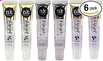 Nicka K 6 Pack NICKA K Clear Lip Gel Argan Oil 2pcs Rosehip 2pcs Clear 2pcs - Image 1
