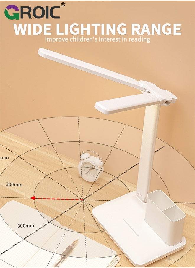 GROIC Dual Swing Arm LED Desk Lamps,Desk Light with USB Charging Port,3 Lighting Modes Dual Swing Arm Architect Table Lamp Light Desk Lamp for Home Office Dorm Piano Nail  - Image 2