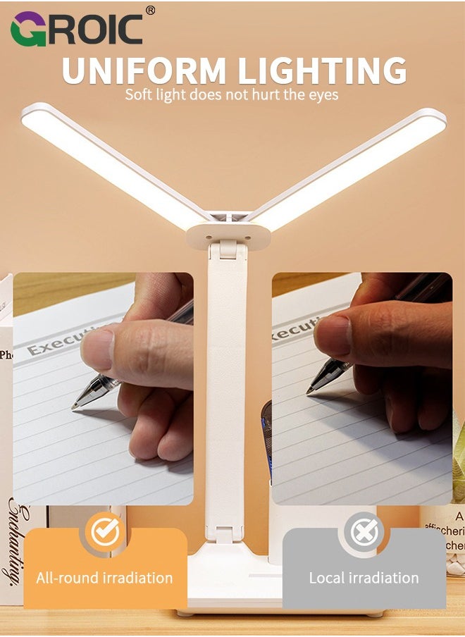 GROIC Dual Swing Arm LED Desk Lamps,Desk Light with USB Charging Port,3 Lighting Modes Dual Swing Arm Architect Table Lamp Light Desk Lamp for Home Office Dorm Piano Nail  - Image 3