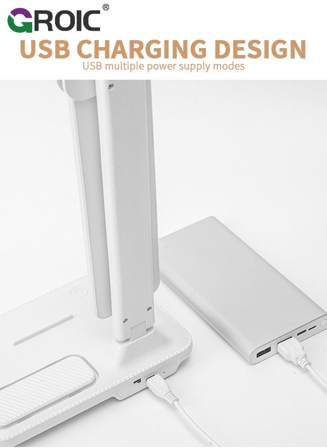 GROIC - Dual Swing Arm LED Desk Lamps,Desk Light with USB Charging Port,3 Lighting Modes Dual Swing Arm Architect Table Lamp Light Desk Lamp for Home Office Dorm Piano Nail - Image 1