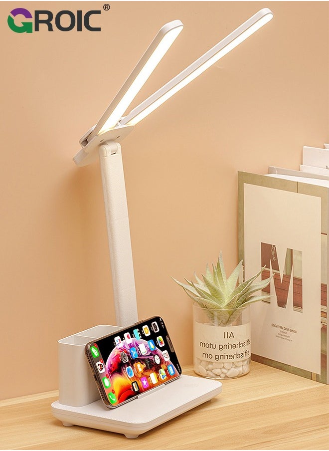GROIC - Dual Swing Arm LED Desk Lamps,Desk Light with USB Charging Port,3 Lighting Modes Dual Swing Arm Architect Table Lamp Light Desk Lamp for Home Office Dorm Piano Nail - Image 1