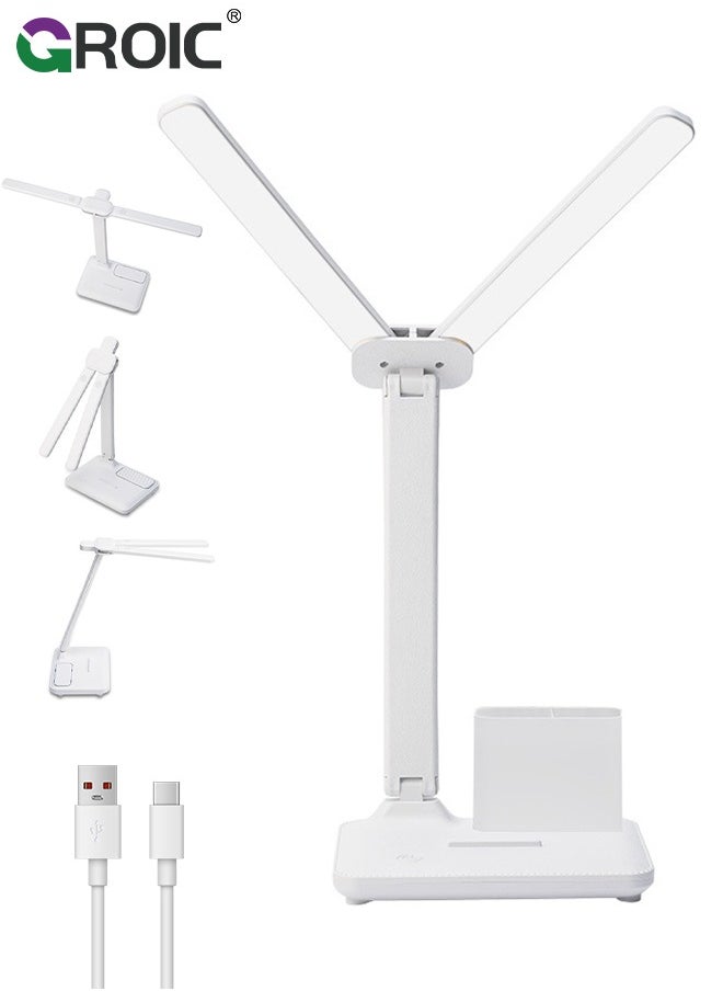 GROIC - Dual Swing Arm LED Desk Lamps,Desk Light with USB Charging Port,3 Lighting Modes Dual Swing Arm Architect Table Lamp Light Desk Lamp for Home Office Dorm Piano Nail - Image 1