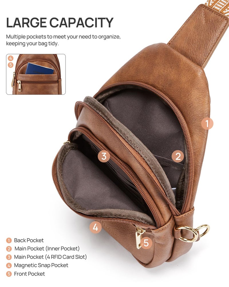 CHOLISS Anti Theft Small Sling Bag for Women and Men RFID Leather Crossbody Bags Fanny Pack Chest Bag Travel Purse Daypacks - Image 4