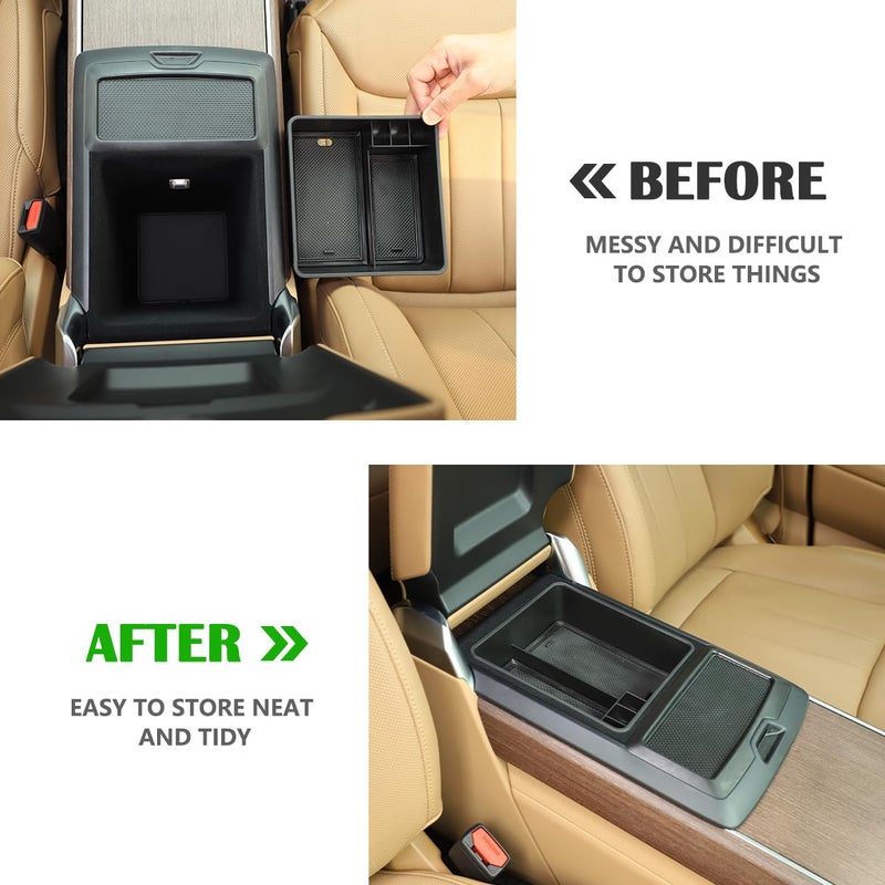 JONKOKO for Land Rover Range Rover Vogue L460 2023 Car Center Console Armrest Storage Box Organizer Tray for Range Rover Sport 2023 Armrest Hidden Storage Box Container (Without Refrigerator) - Image 2