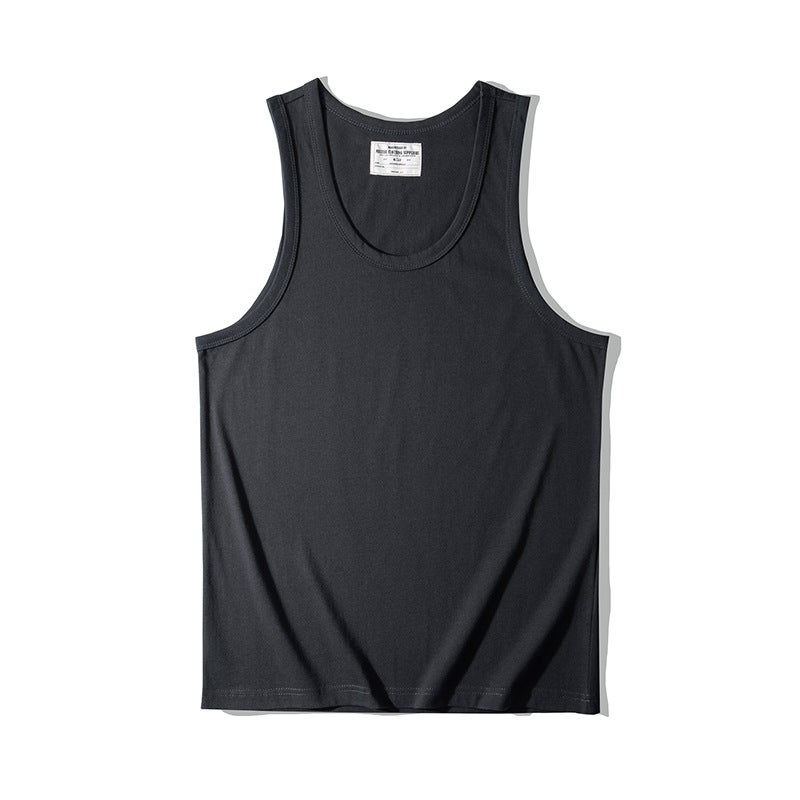 OKONKWO 230 grams heavy thick mens solid color vest T-shirt sleeveless bottoming waistcoat sports undershirt 3116 dark gray 