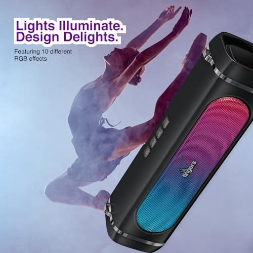 FINGERS SoundPower-20 Bluetooth Portable Speaker with Powerful 20 W Deep Bass, Mesmerizing RGB Lights, 9-Hour Playtime, Free Carry Strap, Built-in Mic (Black) - Image 4