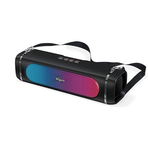 FINGERS SoundPower-20 Bluetooth Portable Speaker with Powerful 20 W Deep Bass, Mesmerizing RGB Lights, 9-Hour Playtime, Free Carry Strap, Built-in Mic (Black) - Image 1