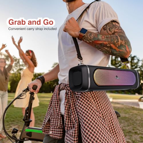 FINGERS SoundPower-20 Bluetooth Portable Speaker with Powerful 20 W Deep Bass, Mesmerizing RGB Lights, 9-Hour Playtime, Free Carry Strap, Built-in Mic (Black) - Image 5