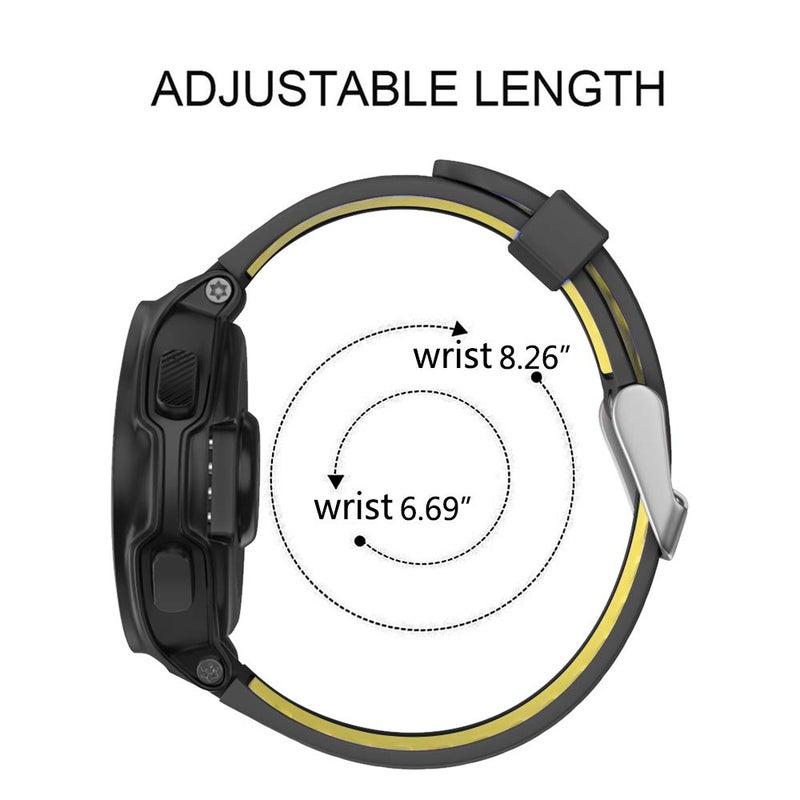 ISABAKE Compatible Forerunner 735XT Band Soft Silicone Sport Watch Strap Wristbands for Forerunner 220 230 235 620 630 Approach S20 S5 S6(Black/Yellow) - Image 5