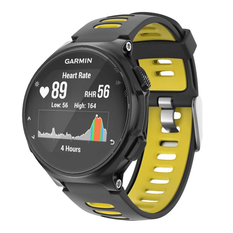 ISABAKE Compatible Forerunner 735XT Band Soft Silicone Sport Watch Strap Wristbands for Forerunner 220 230 235 620 630 Approach S20 S5 S6(Black/Yellow) - Image 2