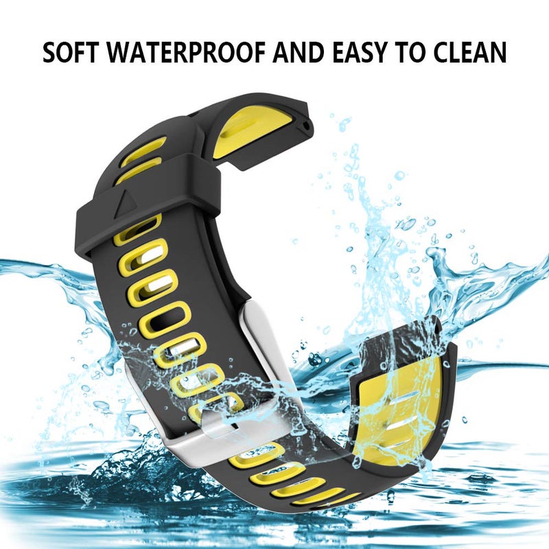 ISABAKE Compatible Forerunner 735XT Band Soft Silicone Sport Watch Strap Wristbands for Forerunner 220 230 235 620 630 Approach S20 S5 S6(Black/Yellow) - Image 4